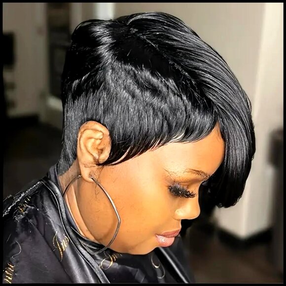Short Layered Pixie Cut Human Hair Wig Glueless Elegant Thick Full main image 6
